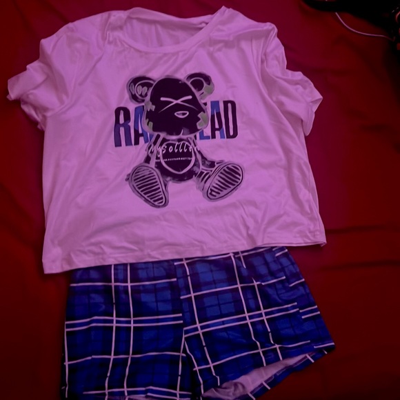 White and Blue plaid set - Picture 1 of 5